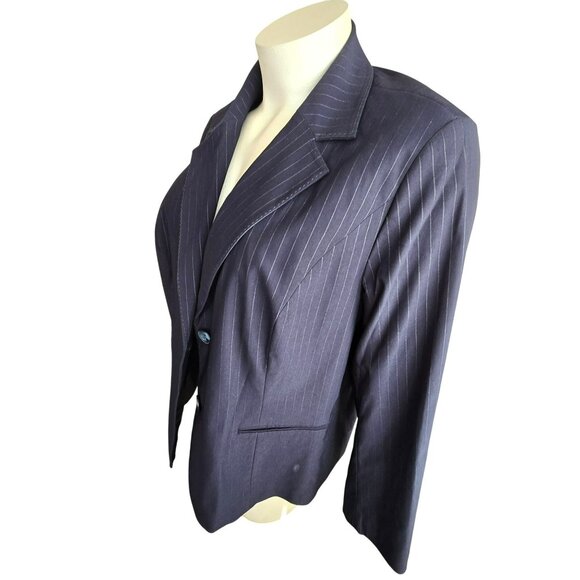 Lane Bryant Womens Pinstripe Blazer Navy Blue Womans Plus Size 28 JJ4033 - Picture 5 of 11